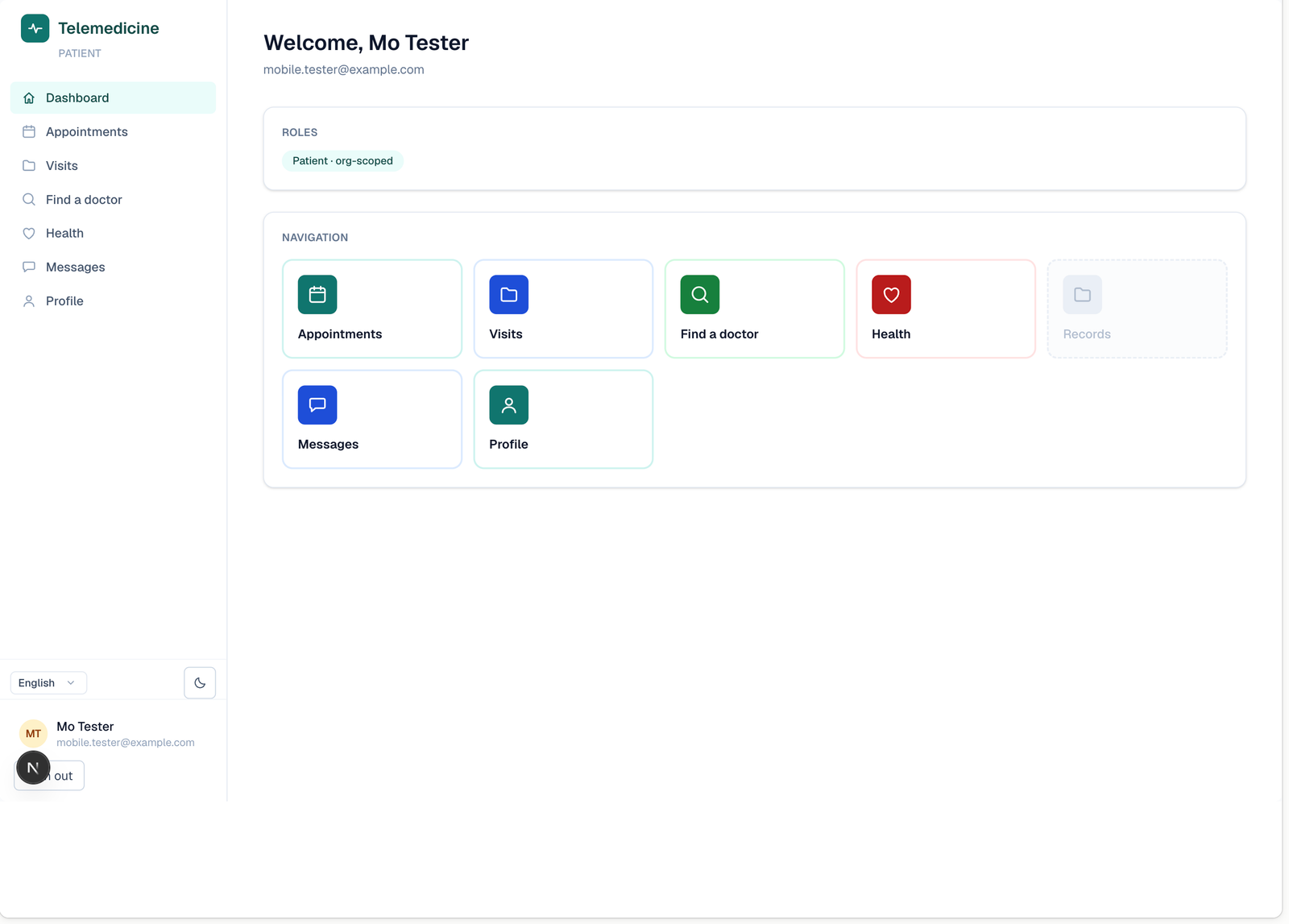 Erizon Telemedicine dashboard